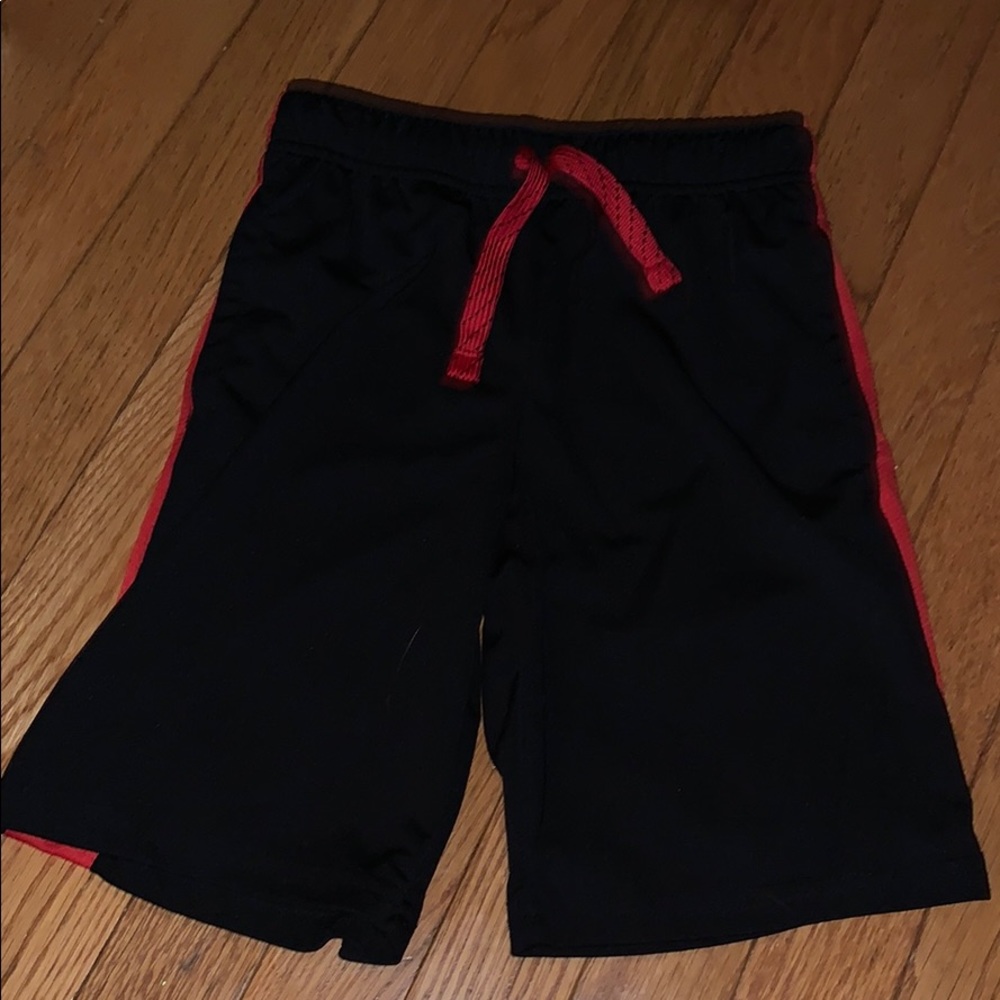 Black Boy’s Athletic Shorts with Red Stripes